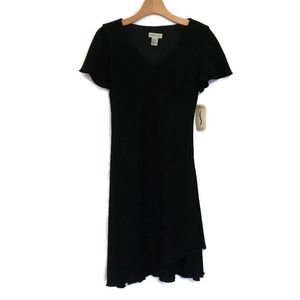 NWT Black V Neck Knee Length Dress / Studio Ease / Size 6